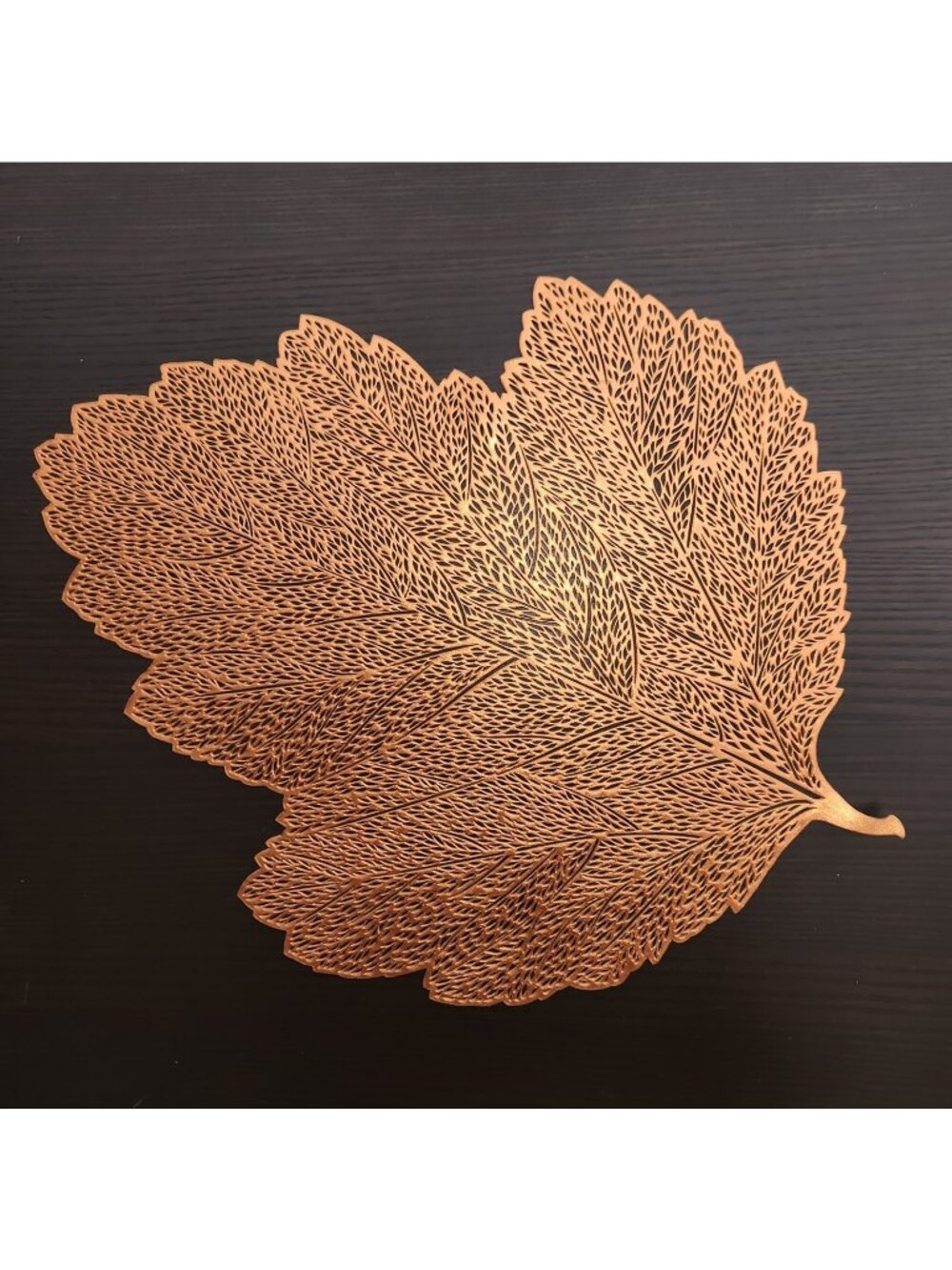 Set of 6 Leaf Fall Thanksgiving Placemats Metallic Copper Gold Bronze Vinyl